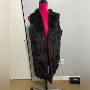 Adrienne landau genuine fur brown vest medium